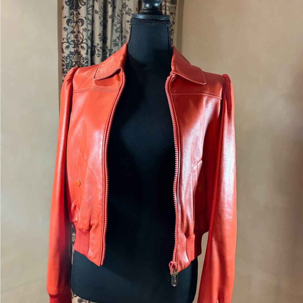 Coach Vibrant Red Leather Jacket